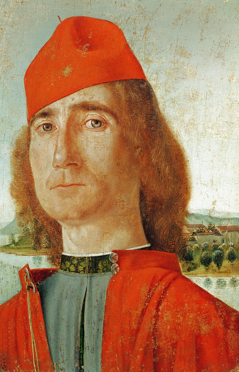 Man in a Red Beret, 1492 (tempera på tre) av Vittore Carpaccio