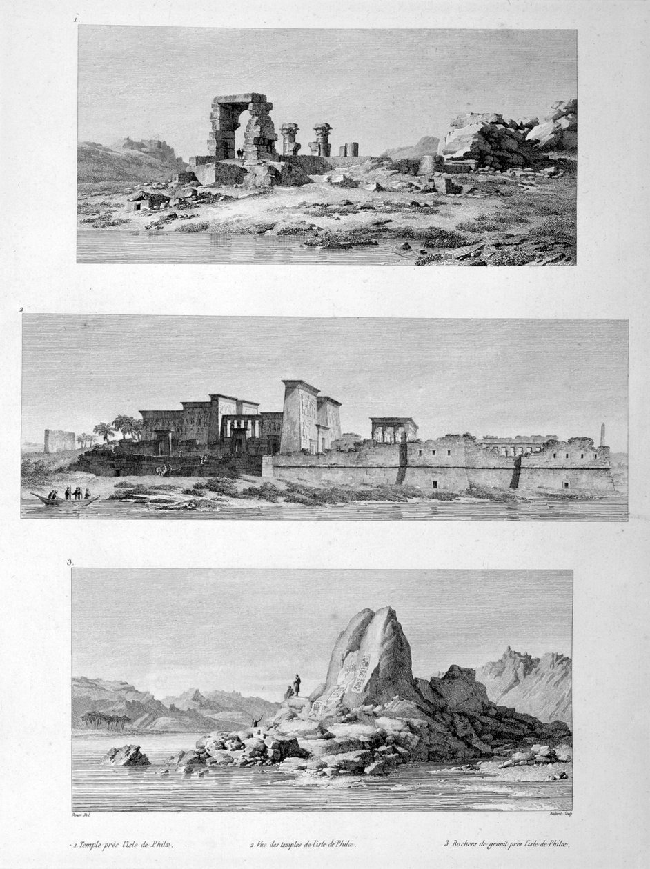 Ødelagte templer i Philae, Egypt, 1802 av Vivant Denon