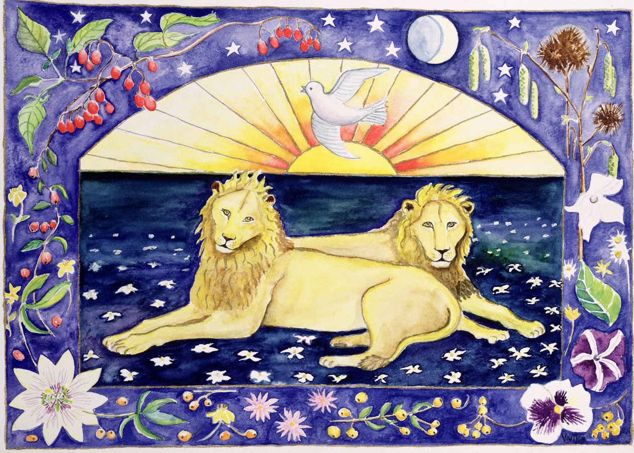 Lions (desember måned fra en kalender) av Vivika Alexander