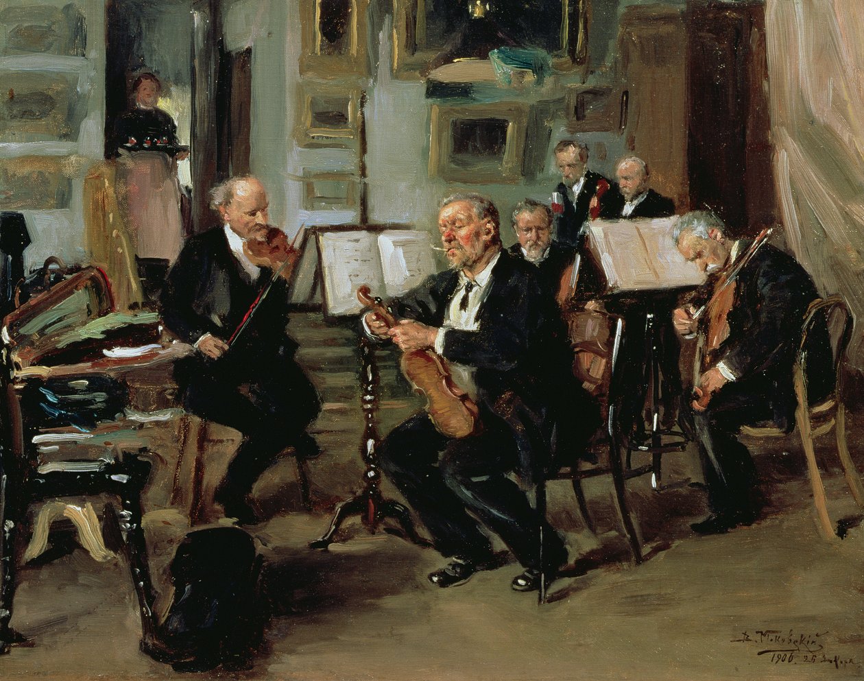 Musikalsk aften, 1906 av Vladimir Egorovic Makovsky