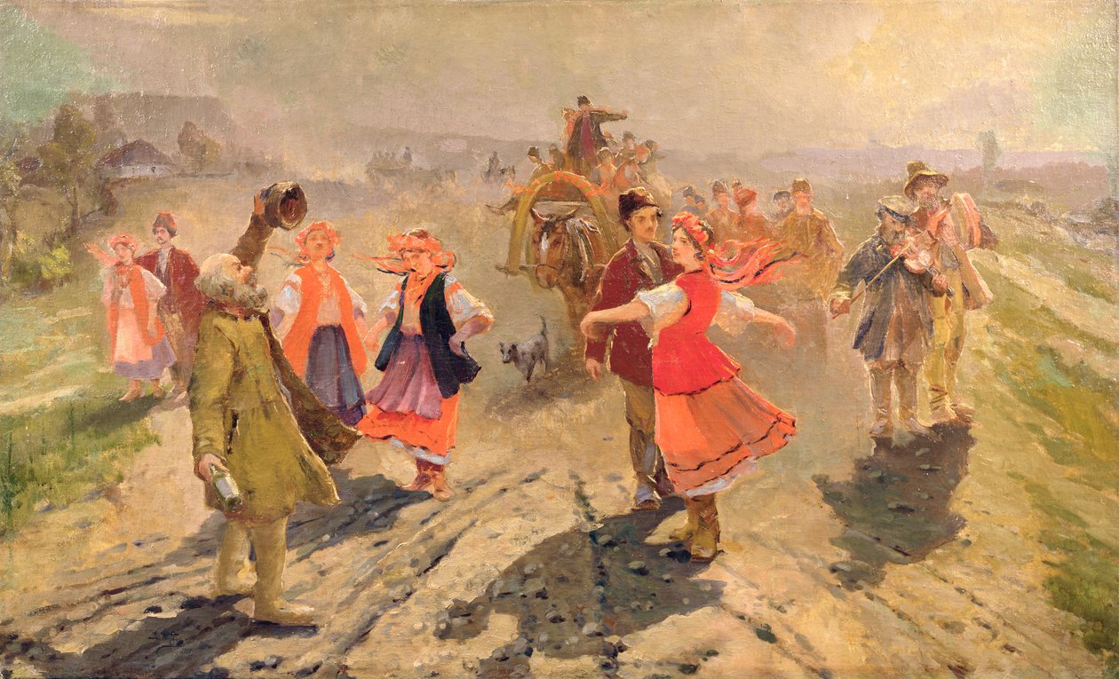 Bryllupsprosesjon i Orel-regionen av Vladimir Egorovic Makovsky
