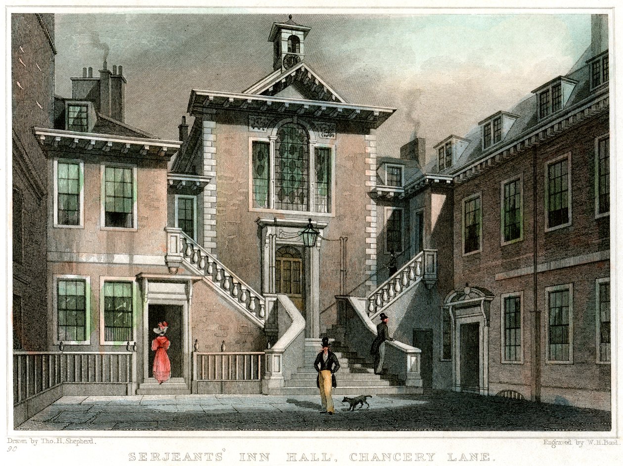 Serjeants' Inn Hall, Chancery Lane, London, c1830. av WH Bond