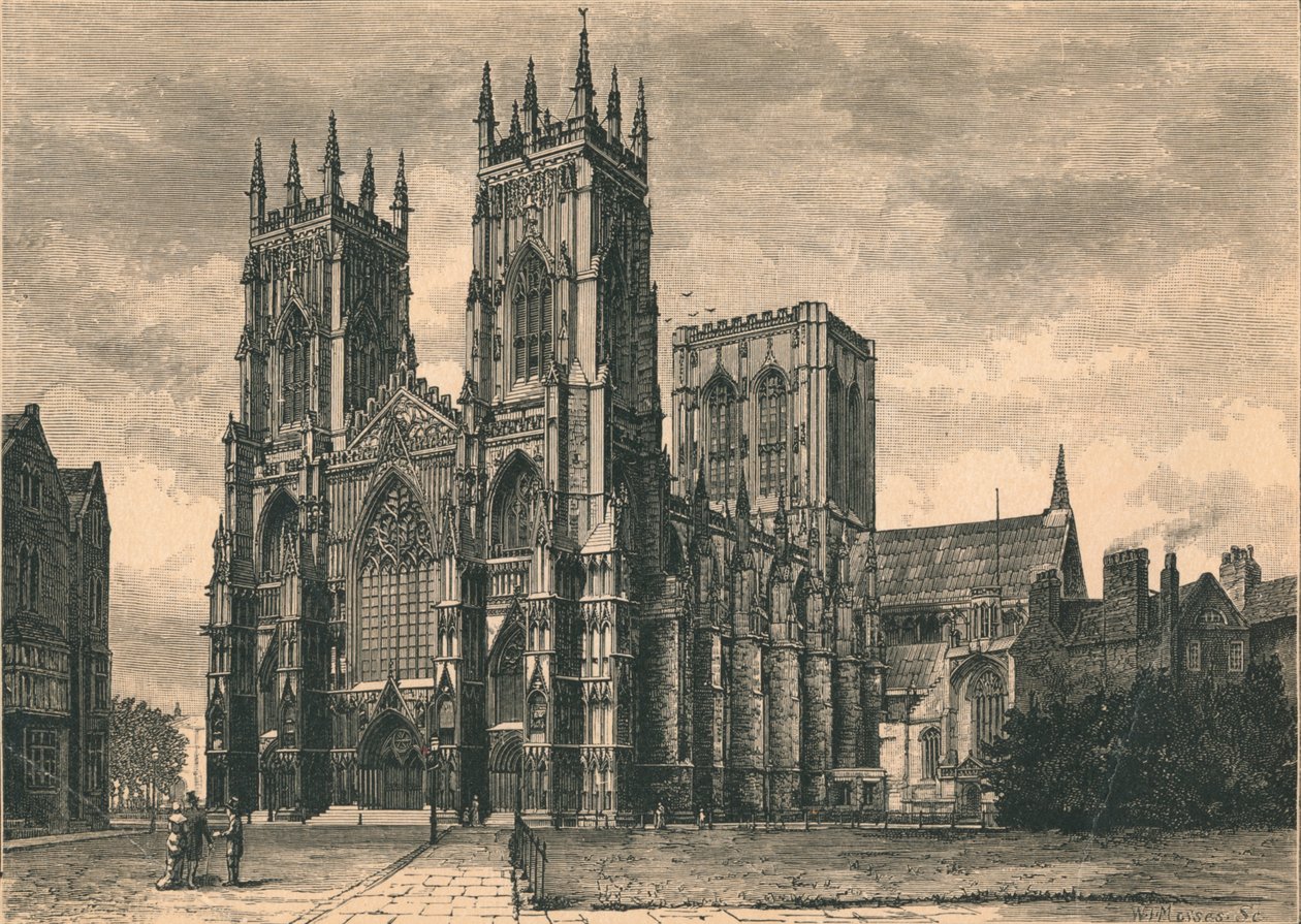 Utsikt over York Minster, 1800-tallet av WI Mosses