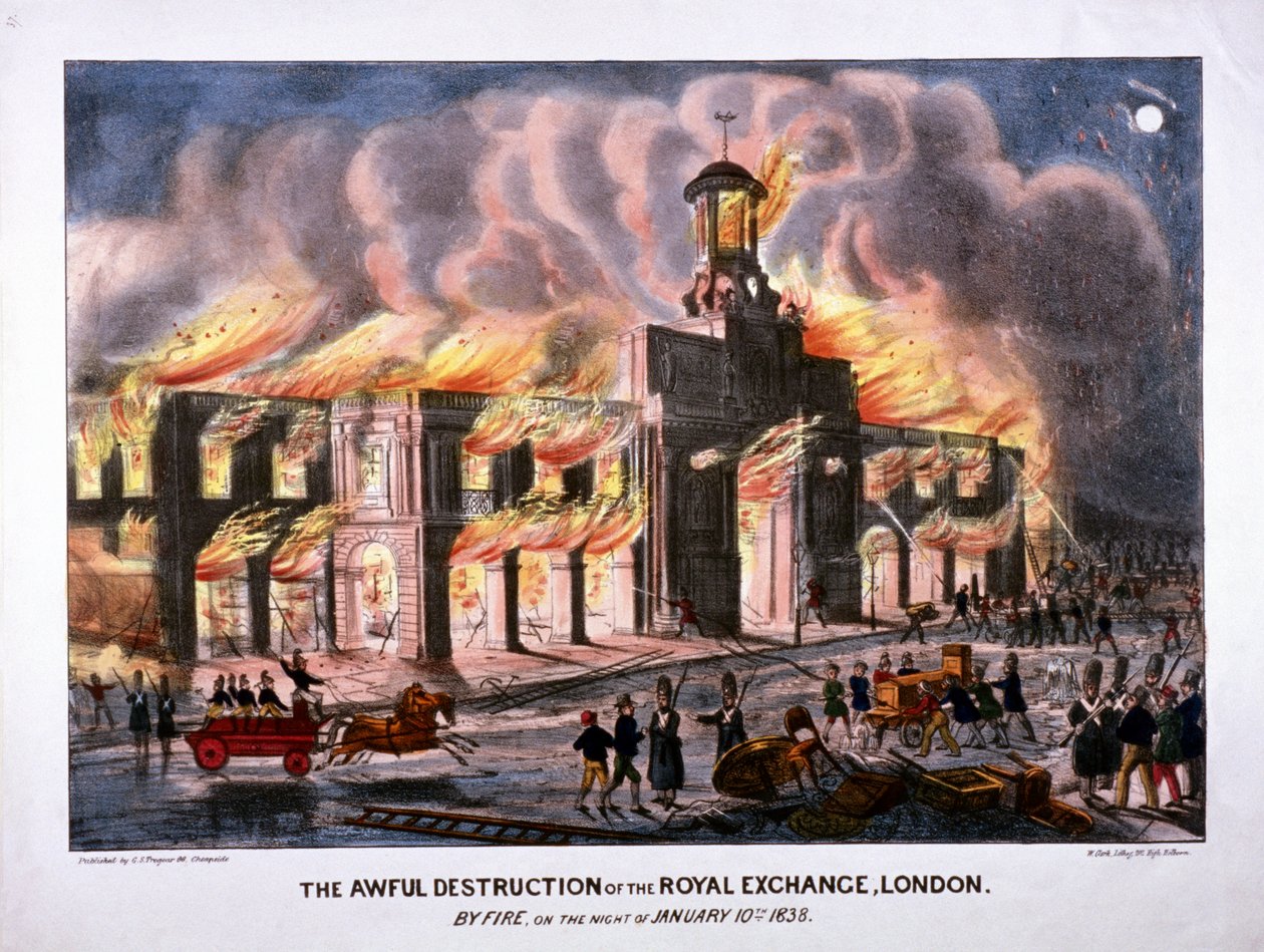 Royal Exchange 2nd fire, London, 1838 av W Clerk