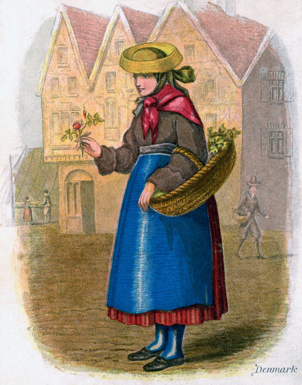Dansk kvinne som selger blomster, 1809. av W. Dickes