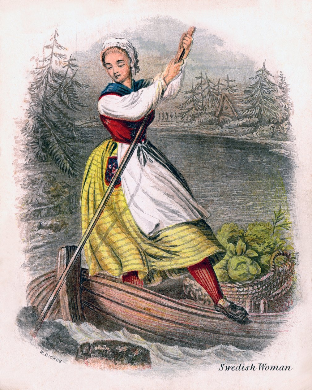 Svensk kvinne roing, 1809. av W. Dickes