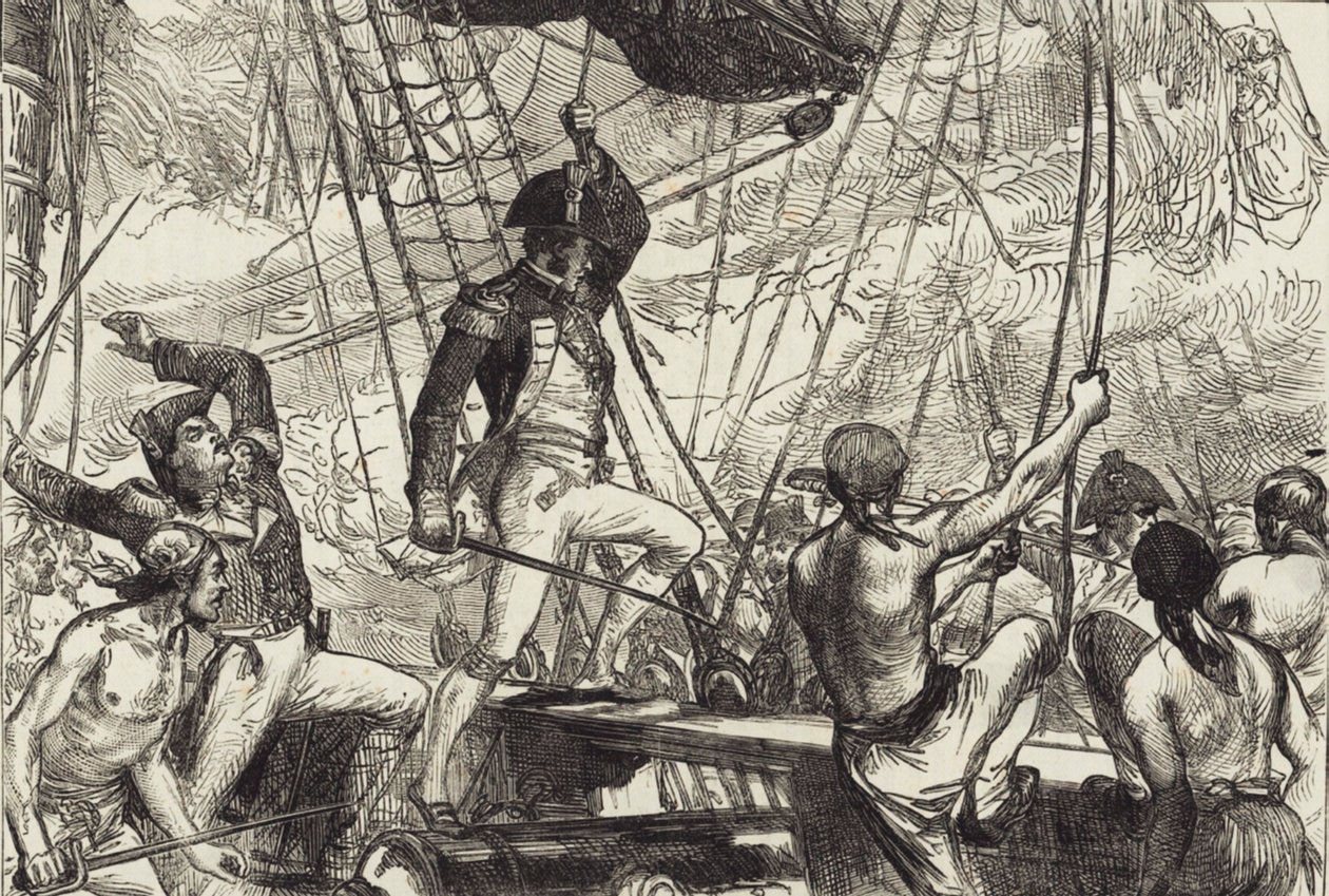 Sjøkamp (litho) av John Ward Dunsmore