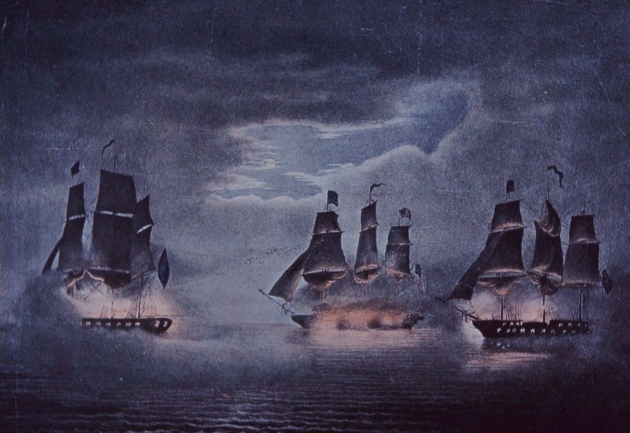 USS Constitution (farge litho) av John Ward Dunsmore
