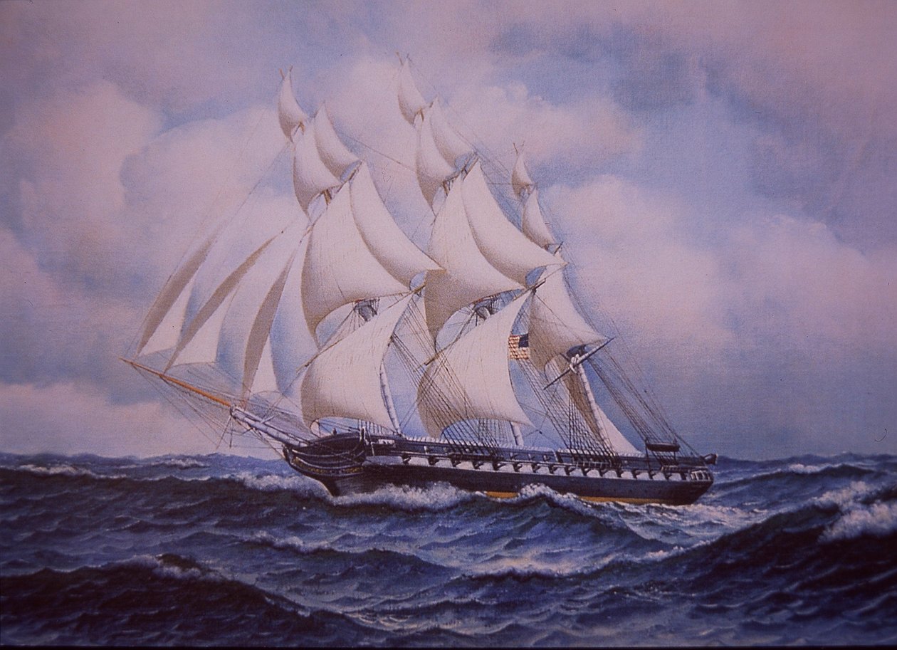 USS Constitution (farge litho) av John Ward Dunsmore