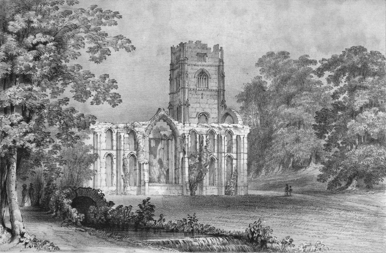 Fountains Abbey, 1840 av W Monkhouse