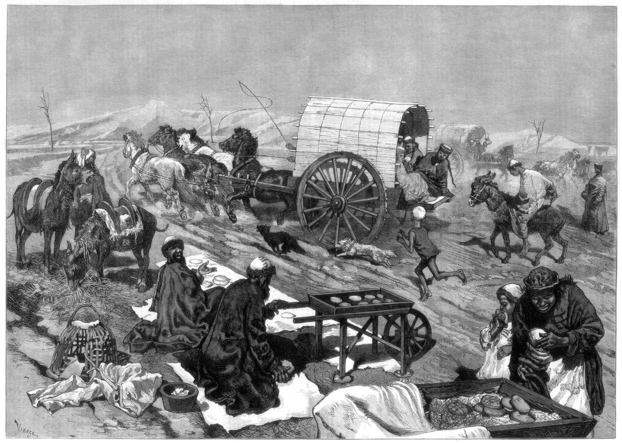 Dameomnibus, Kashgar, Sentral-Asia, 1875. av W. Palmer