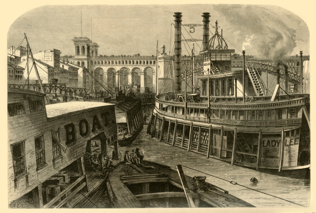 'The Levee at St. Louis', 1874. av W. Roberts