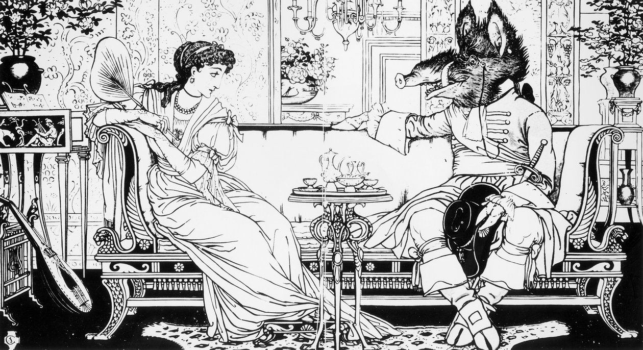Skjønnheten og udyret, 1874 av Walter Crane