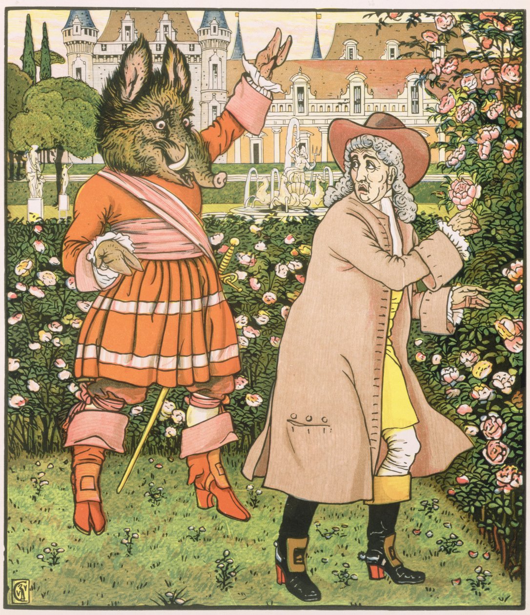 Illustrasjon fra Beauty and the Beast, 1901 av Walter Crane