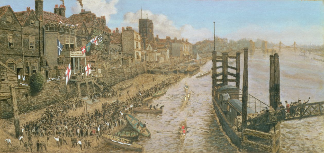 Old Chelsea, The Last Regatta, ca. 1871 (olje over etsing på papir montert om bord) av Walter Greaves
