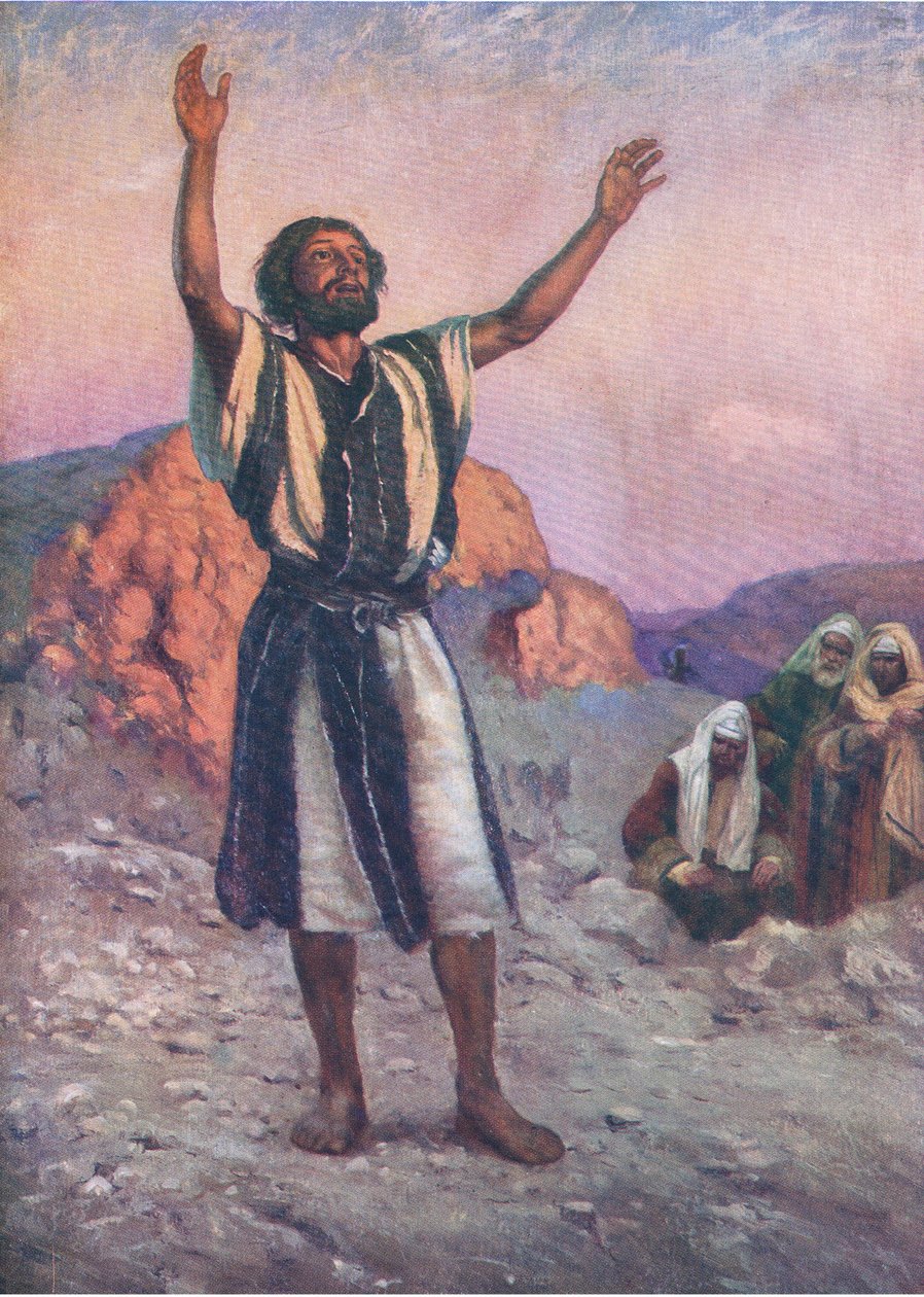 Johannes døperen, fra The Bible Picture Book utgitt av Thomas Nelson, ca. 1950 av Walter Grieve