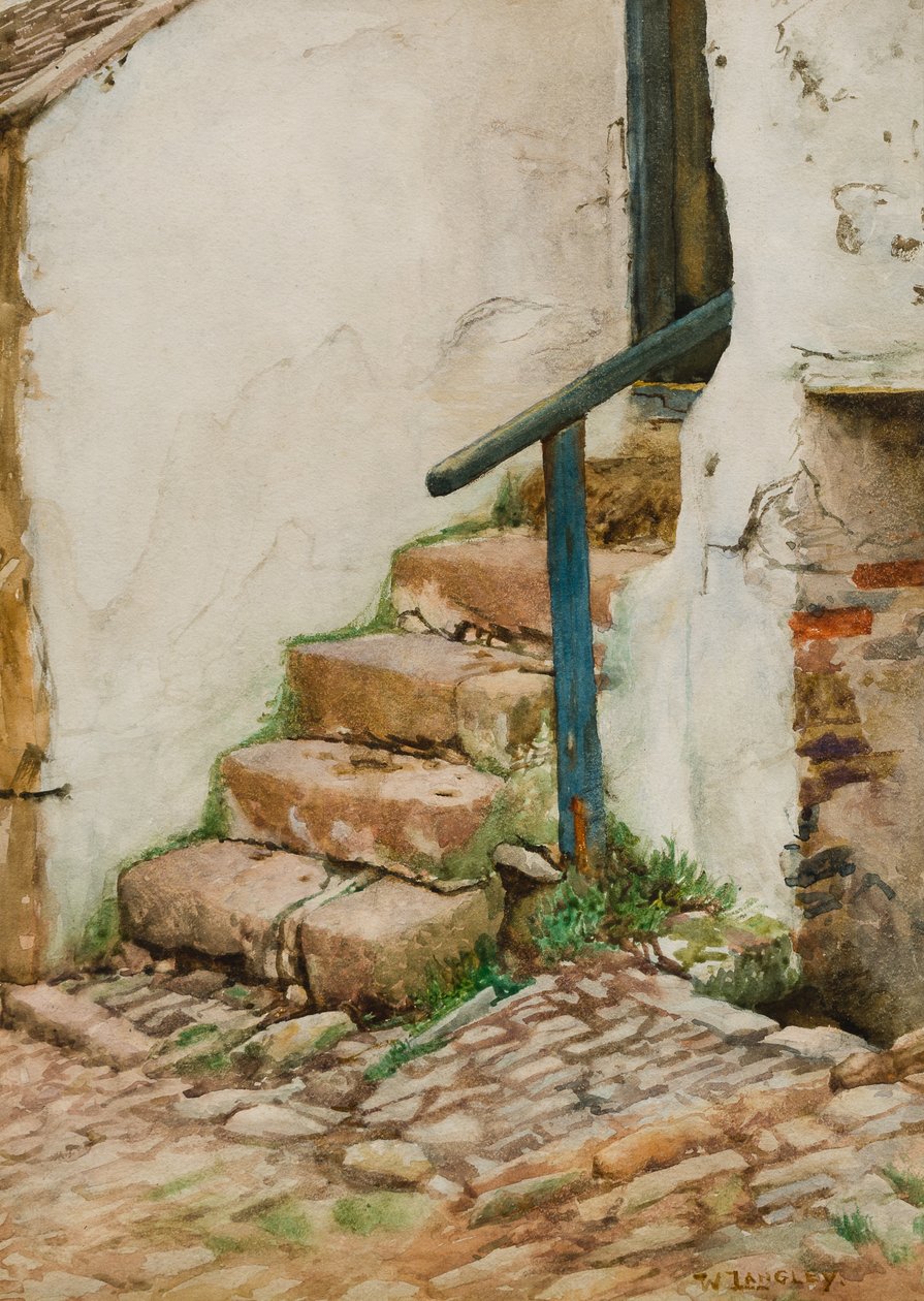 The Cottage Steps (wc på papir) av Walter Langley