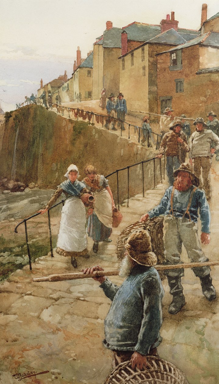 The Quayside, Newlyn av Walter Langley