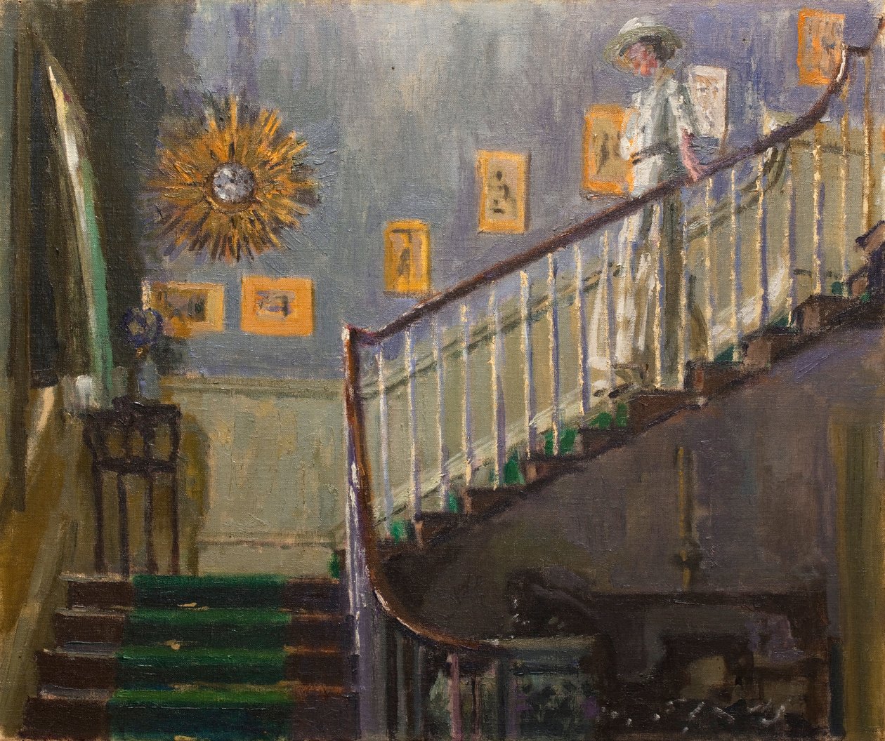 Ethel Sands går ned trappene i Newington av Walter Richard Sickert