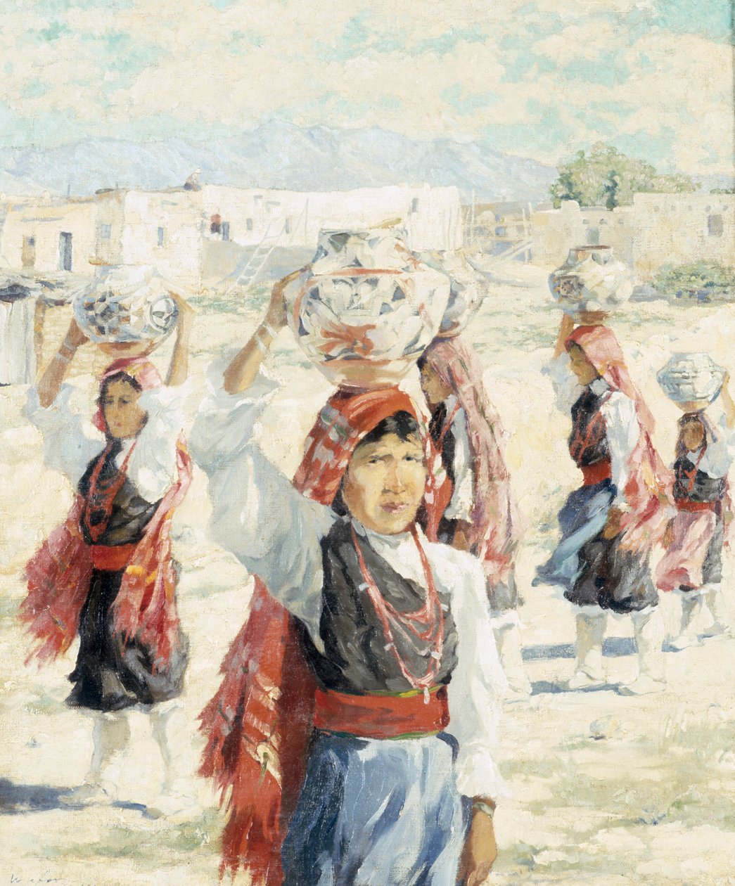 Girls of Isleta, ca. 1915 (olje på lerret om bord) av Walter Ufer