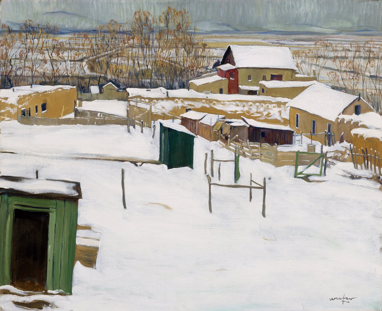 Taos i snøen, ca. 1914-20 av Walter Ufer