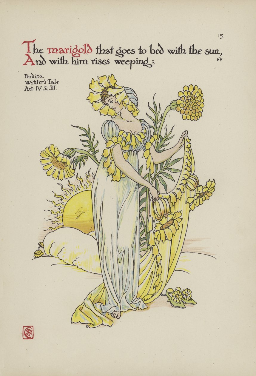 Blomster fra Shakespeares Garden av Walter Crane