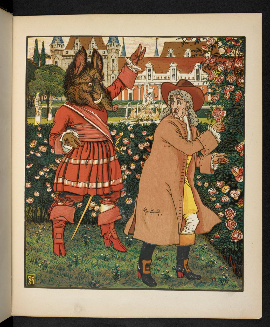 Illustrasjon for Skjønnheten og udyret. av Walter Crane
