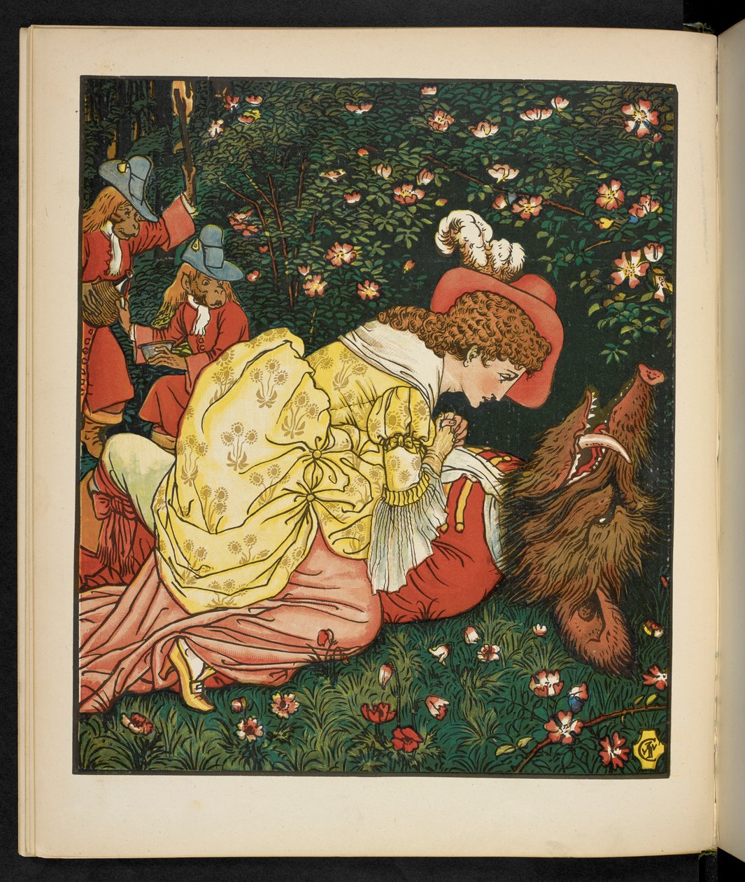 Illustrasjon for Skjønnheten og udyret. av Walter Crane