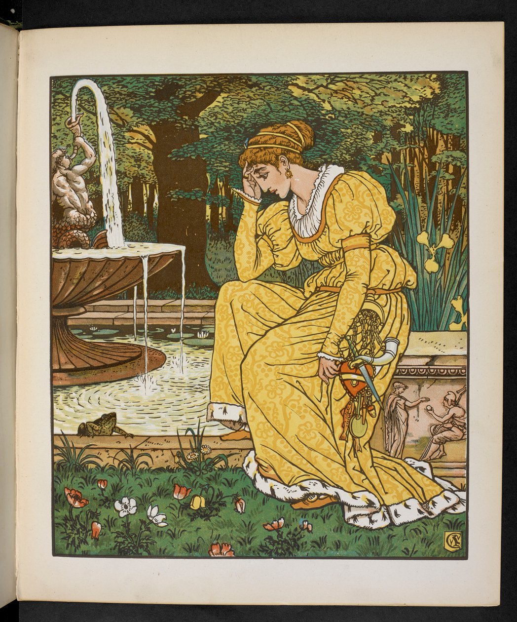 Illustrasjon for froskeprinsen. av Walter Crane