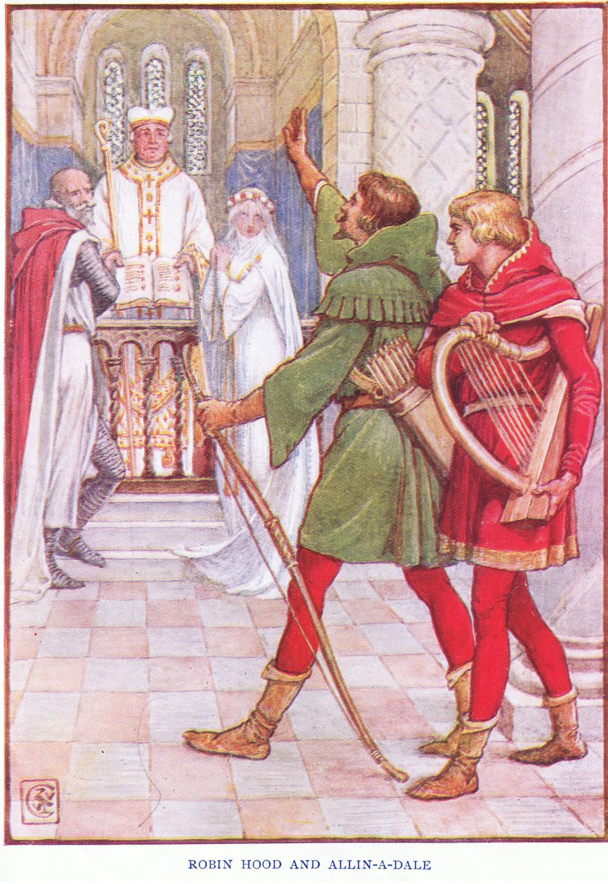 Robin Hood og Alan-a-Dale, ca. 1920 av Walter Crane