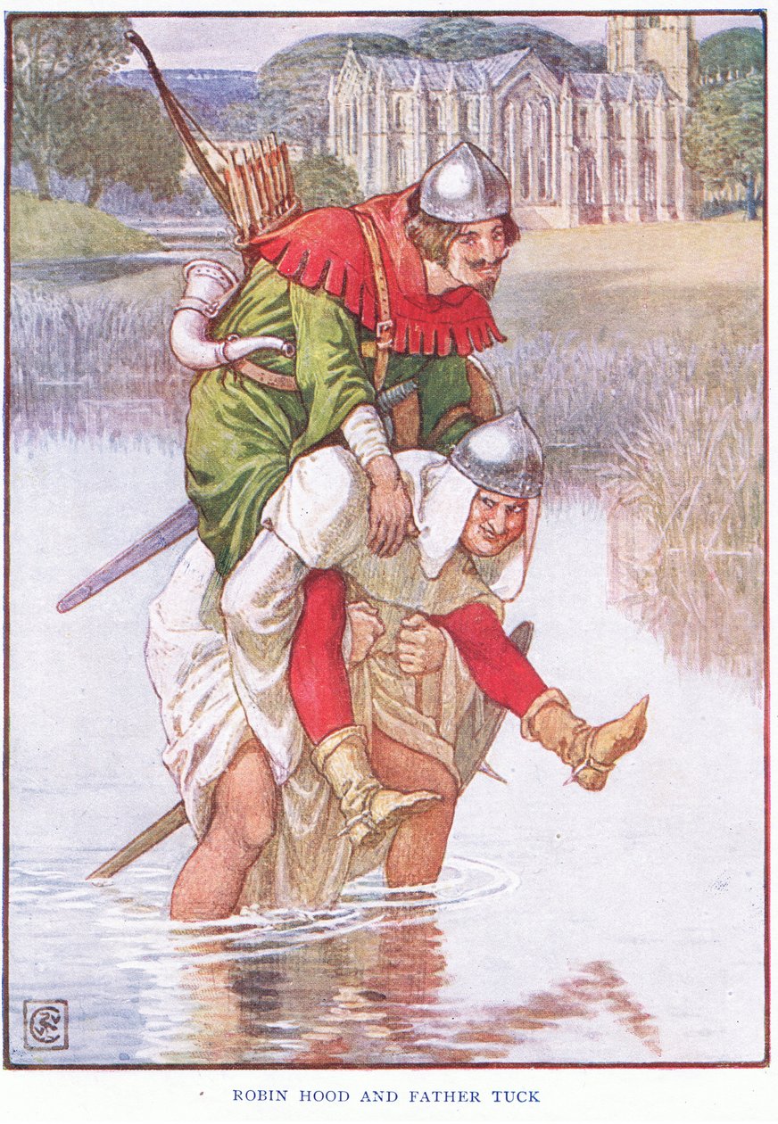 Robin Hood og far Tuck, ca. 1920 av Walter Crane