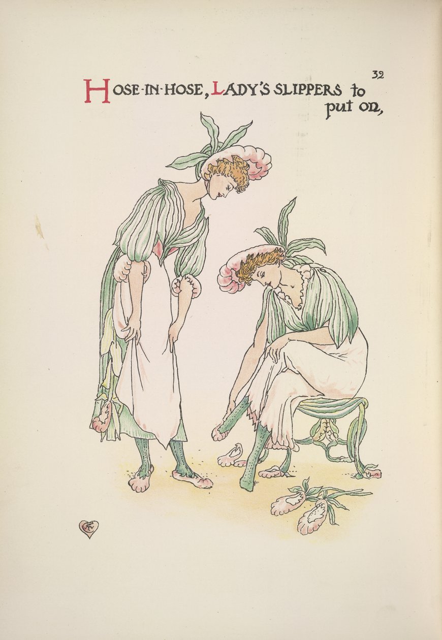 To damer tar på seg tøfler av Walter Crane