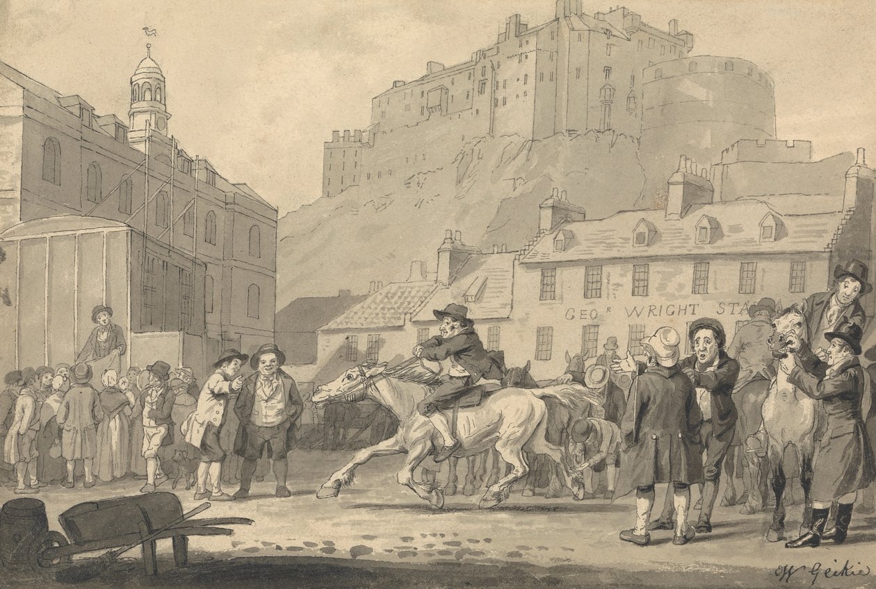 Edinburgh Castle and Horse Fair av Walter Geikie