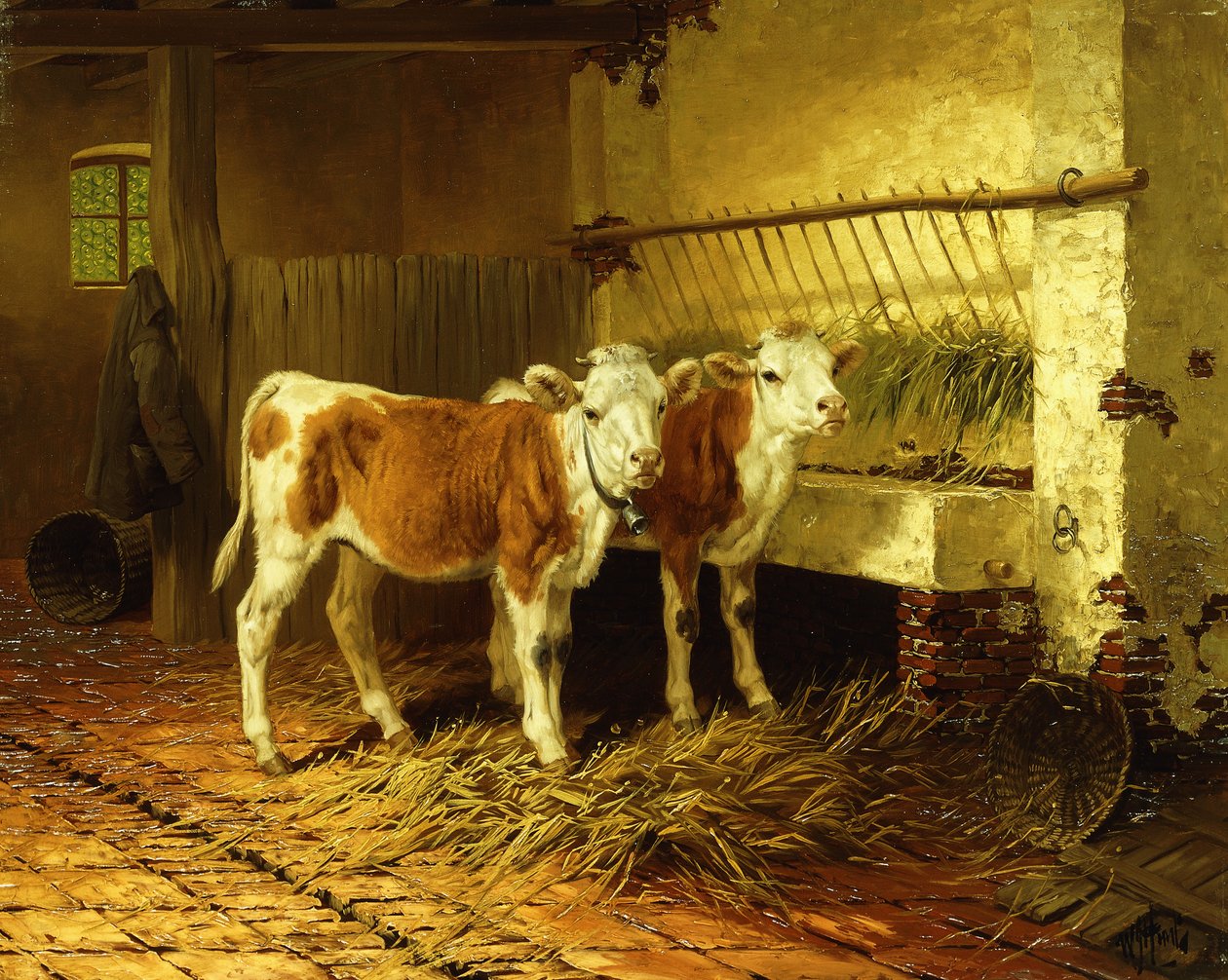 To kalver i en låve av Walter Hunt
