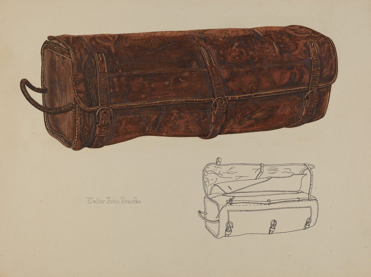Postveske i skinn, ca. 1938. av Walter Praefke