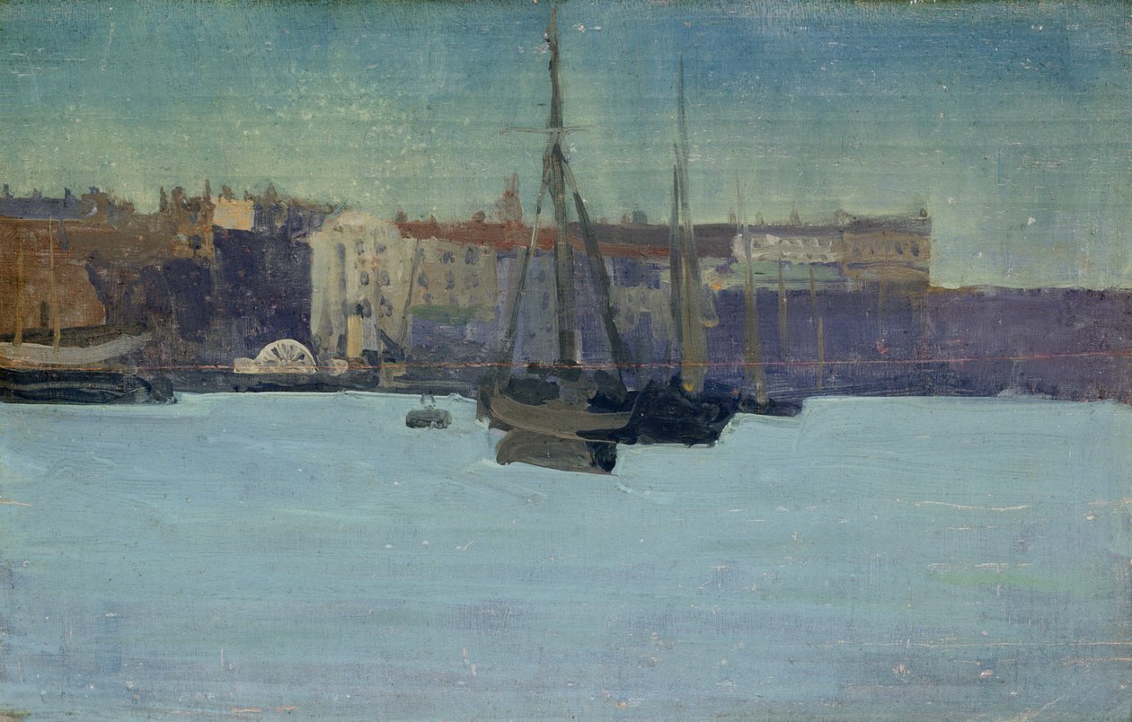 Dieppe havn (olje om bord) av Walter Richard Sickert
