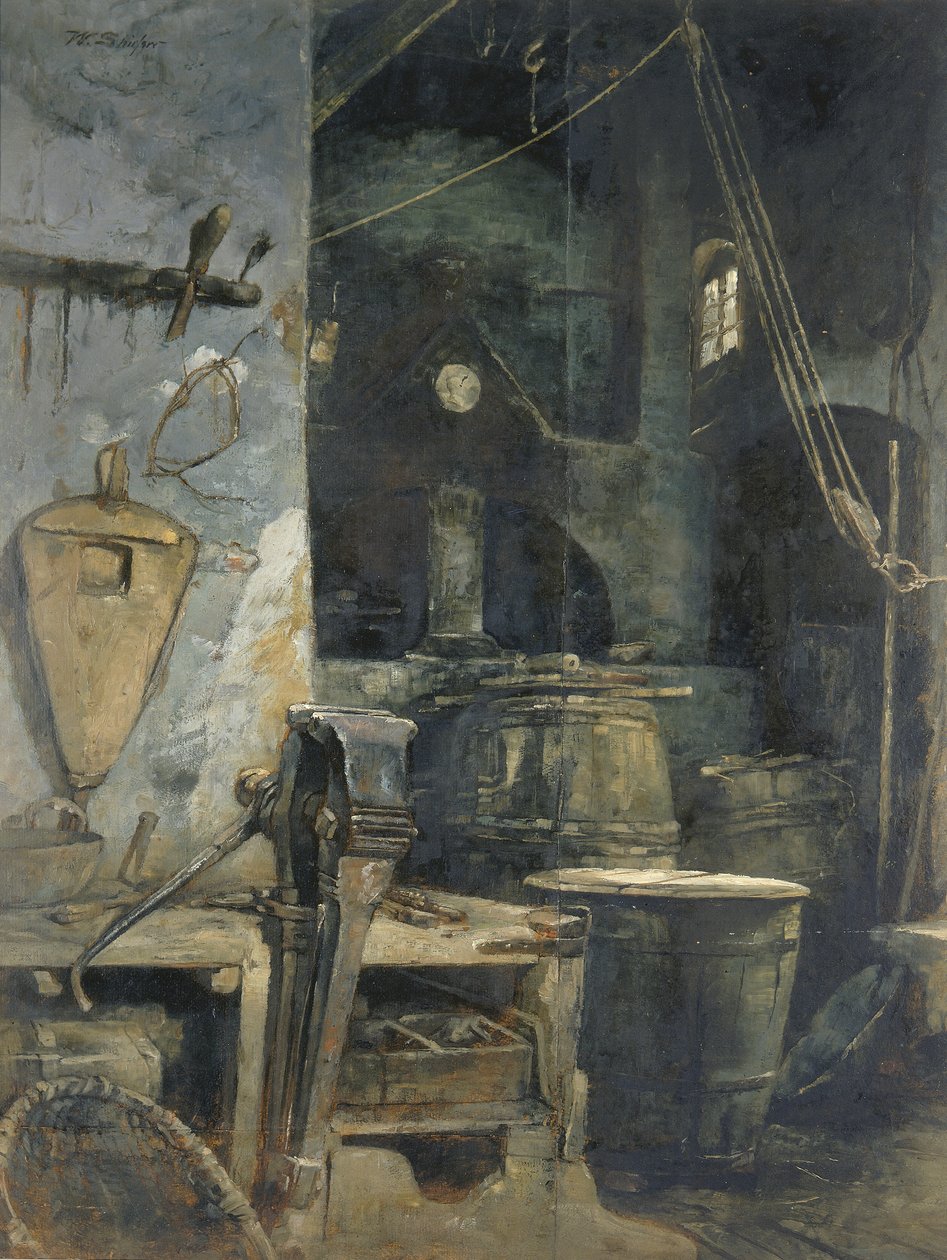 Klokkestøperi, Tyskland, ca. 1874. av Walter Shirlaw
