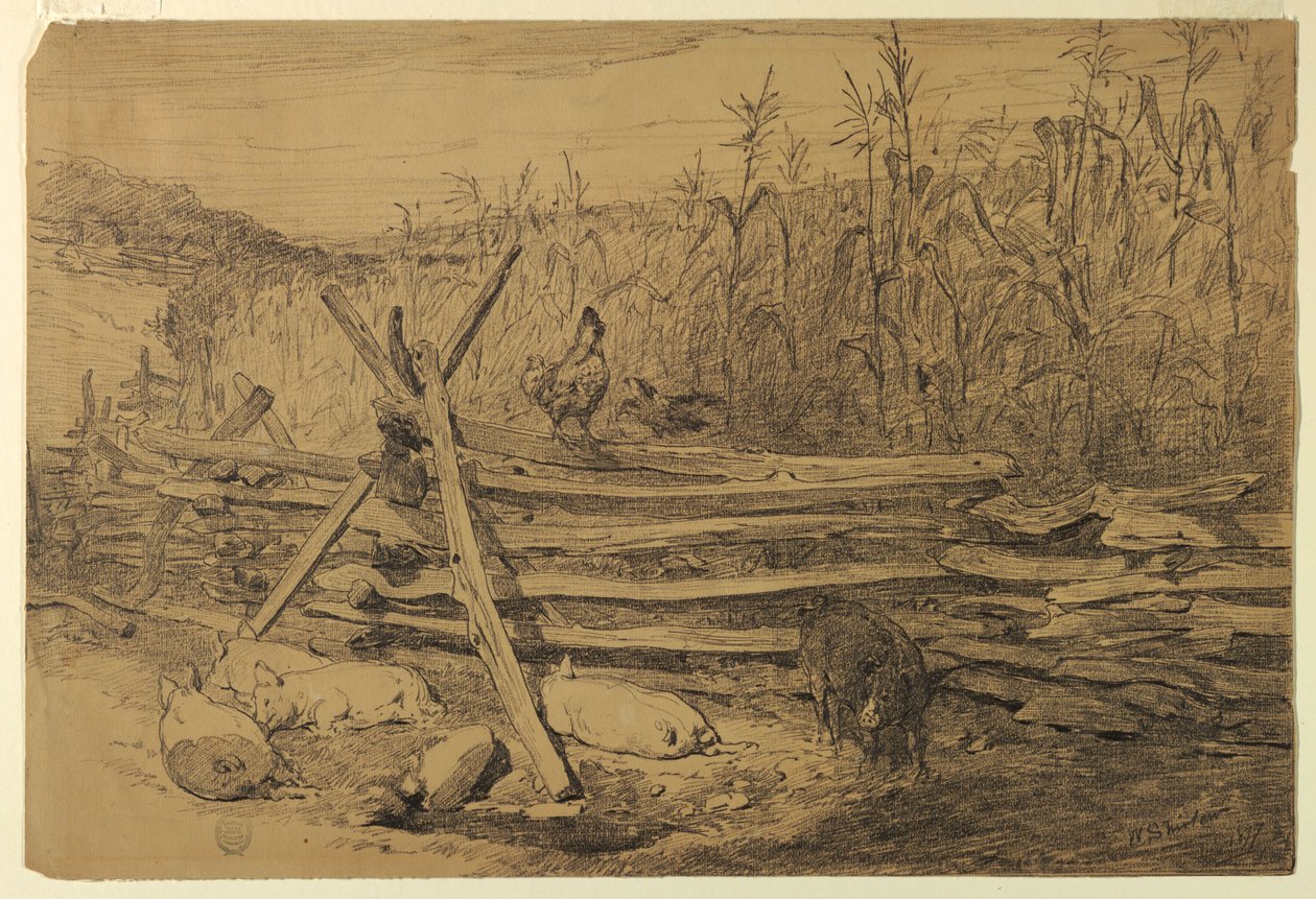 Gårdsscene av Walter Shirlaw