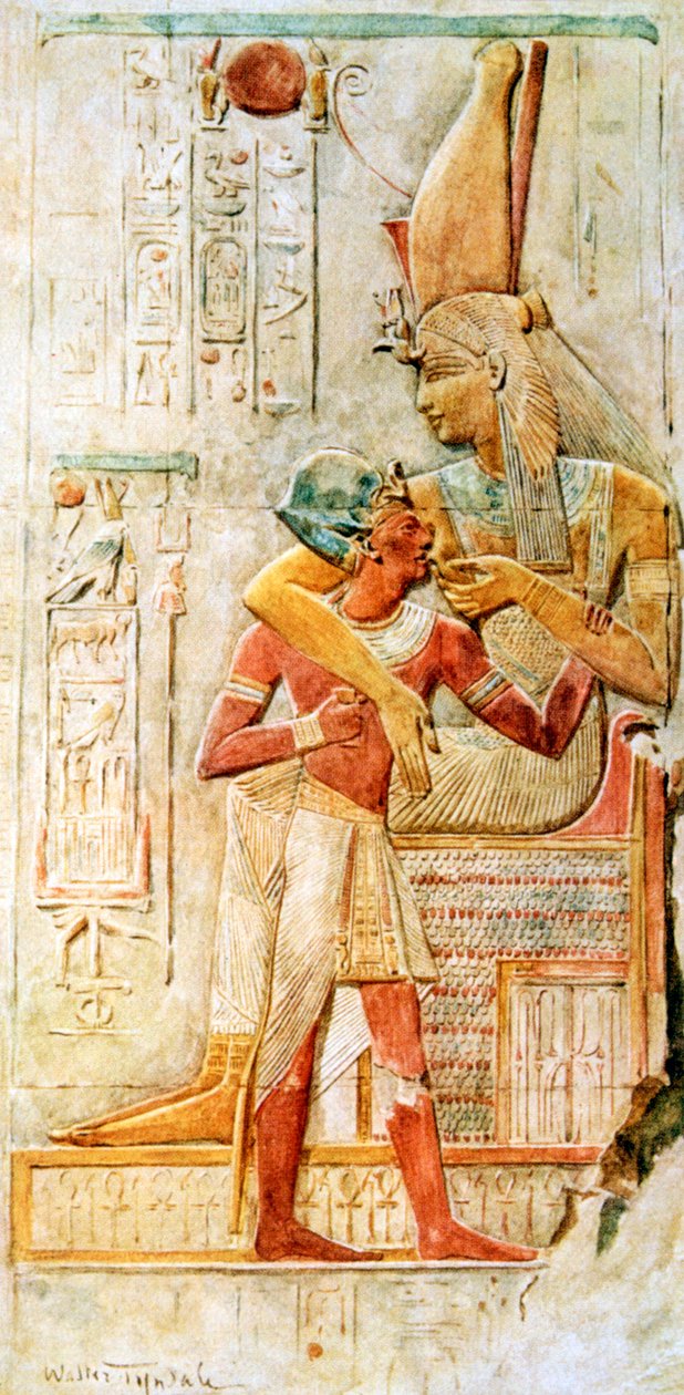 Egyptiske hieroglyfer, Abydos, Egypt, 1910 av Walter Tyndale