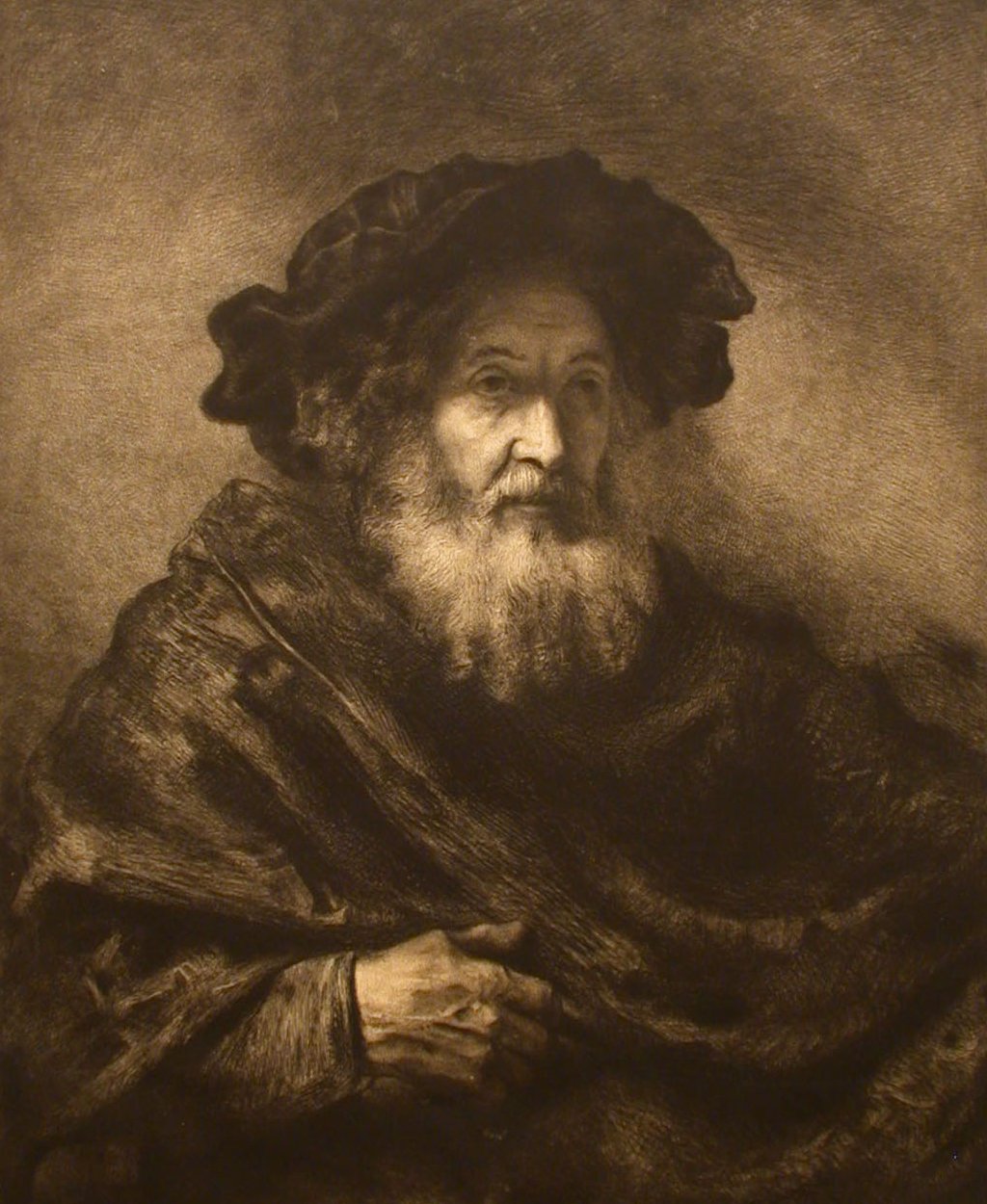 Uten tittel: Rembrandtesk gammel mann, 1900-tallet. av Waltner
