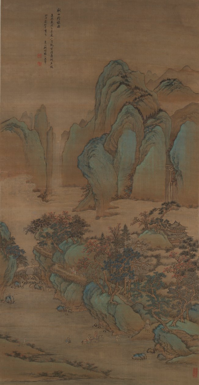Reisende i Autumn Mountains av Wang Hui