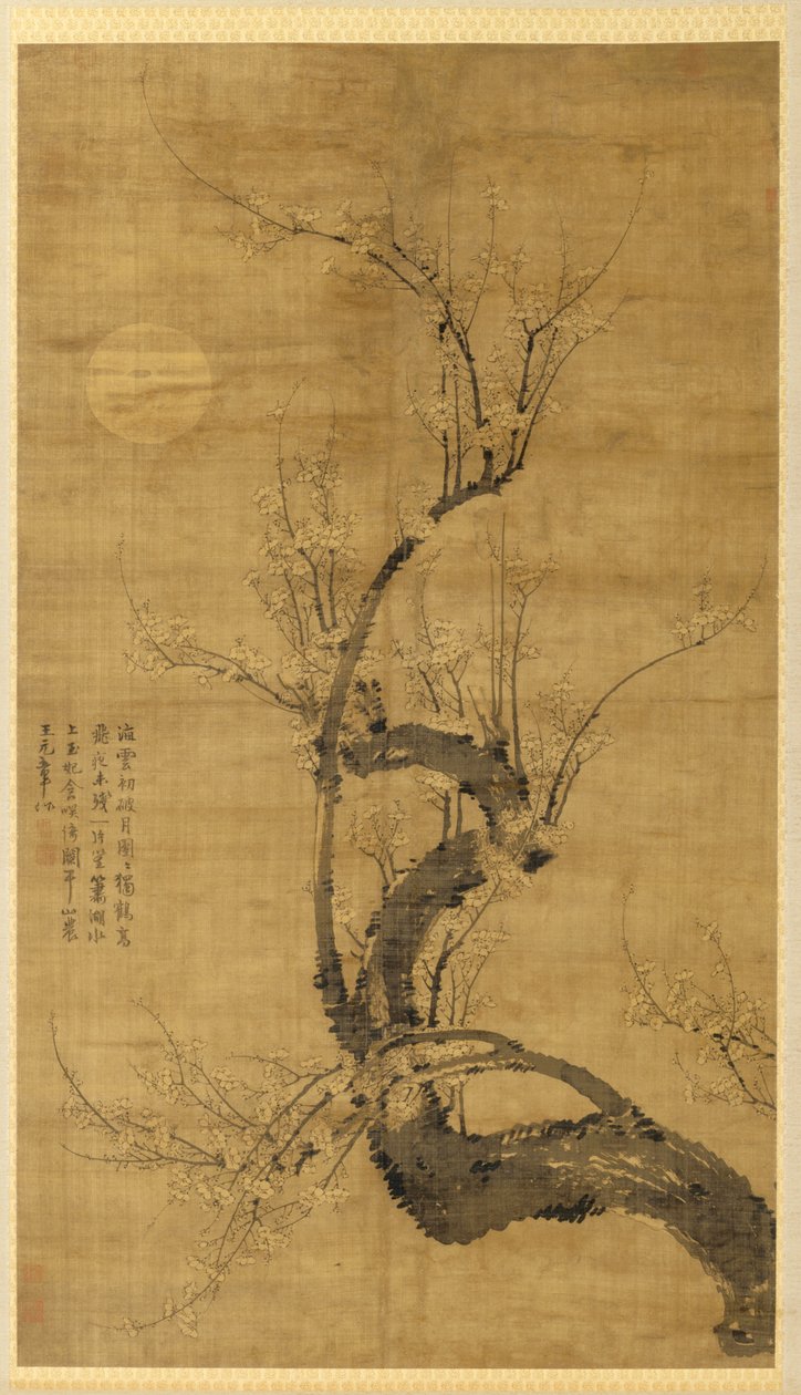En Prunus i måneskinnet av Wang Mian