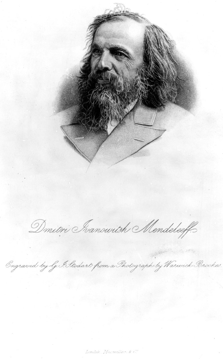 Dmitri Mendeleev, gravert av George J. Stodart av Warwick Brookes