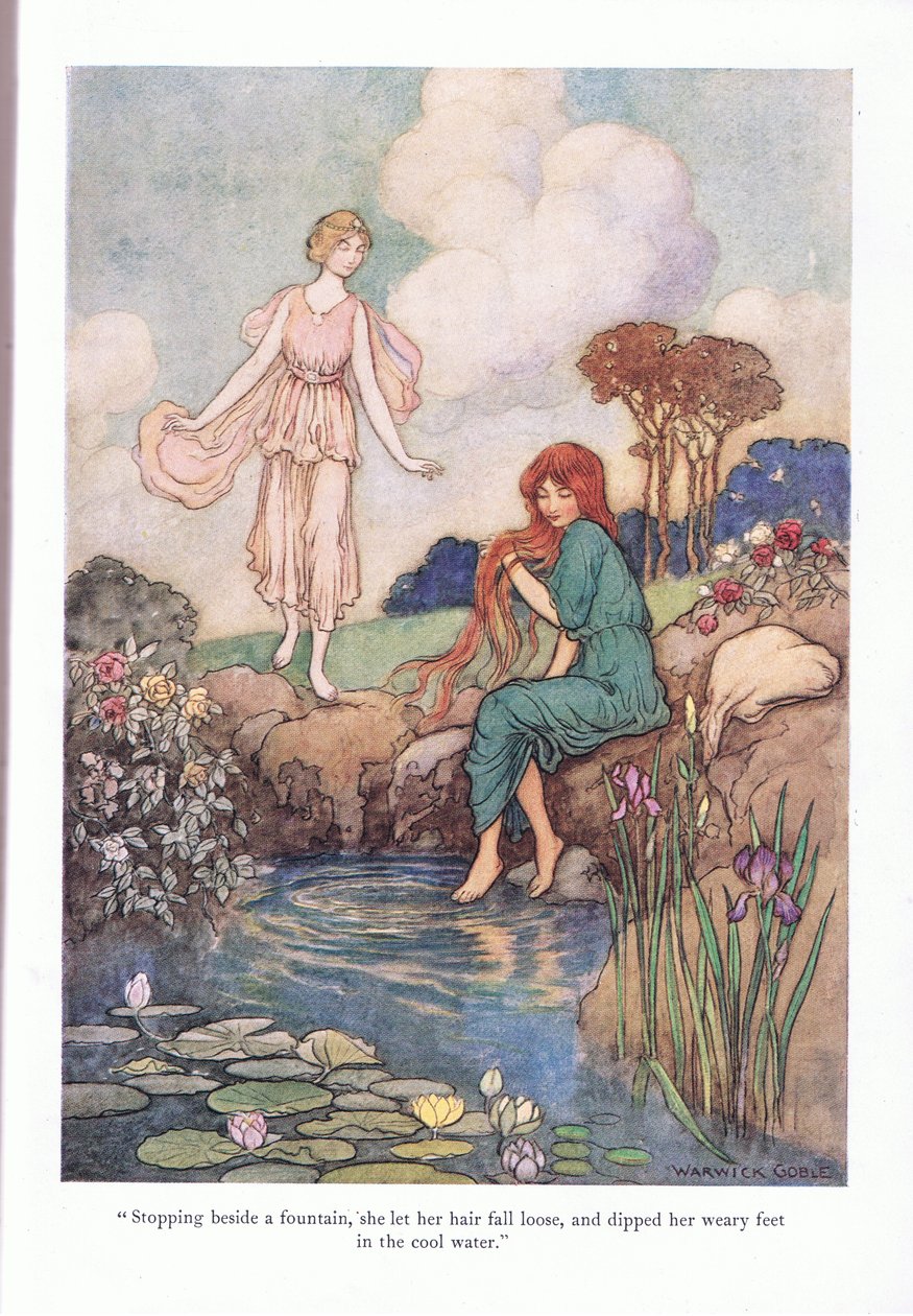 Stopper ved en fontene av Warwick Goble