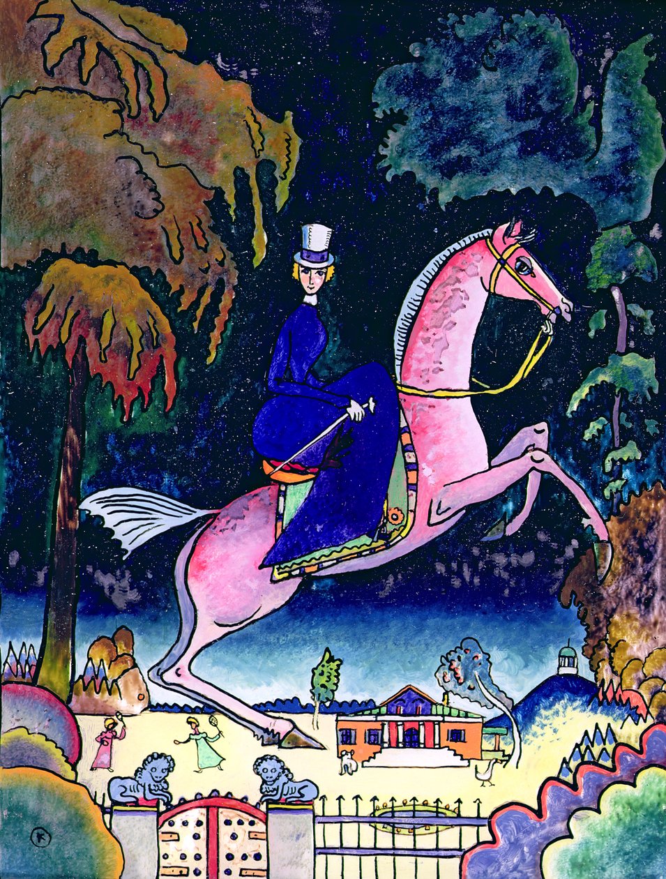 Amazoner med løver, 1918 (olje på papp) av Wassily Kandinsky