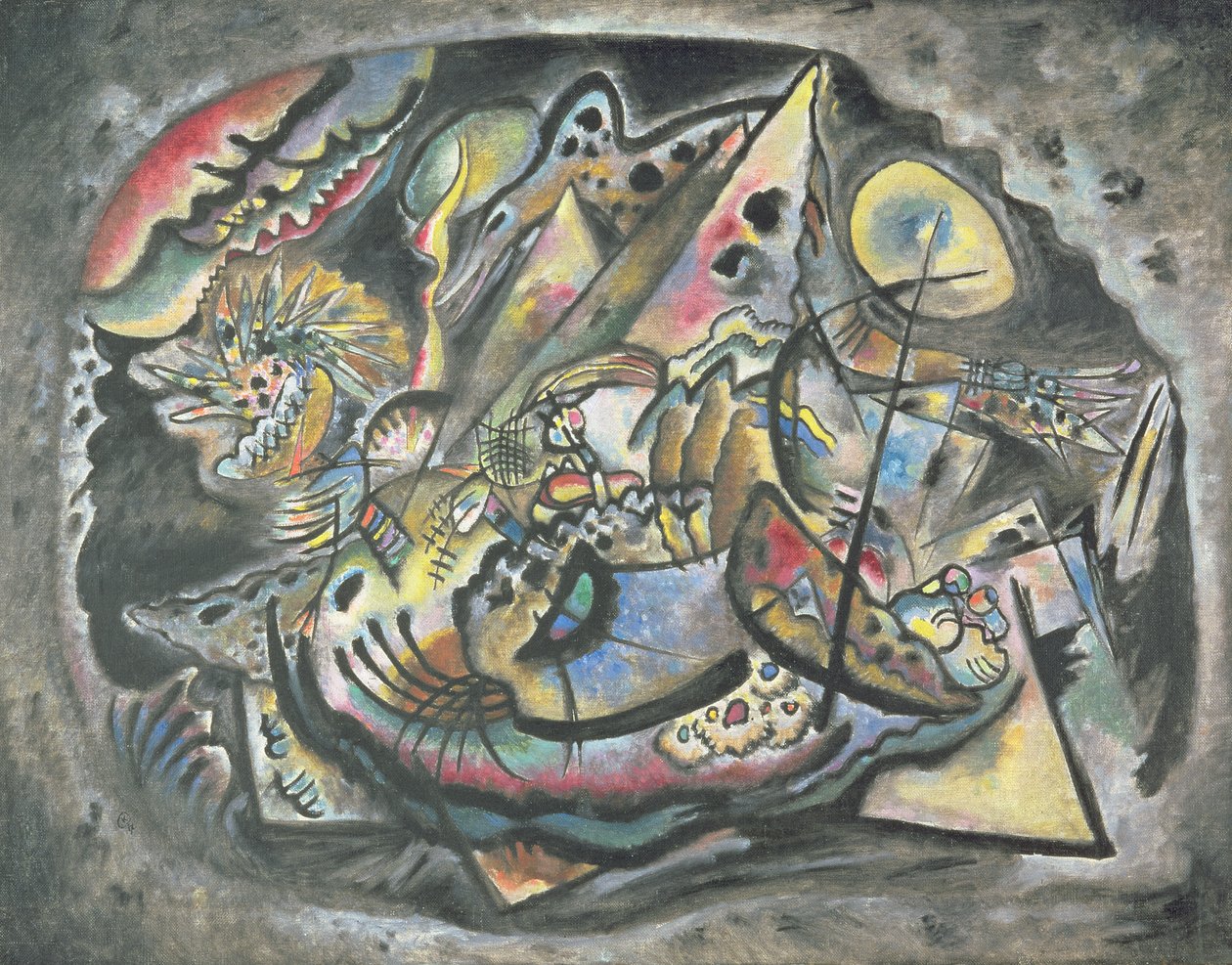 Komposisjon: The Grey Oval, 1917 av Wassily Kandinsky