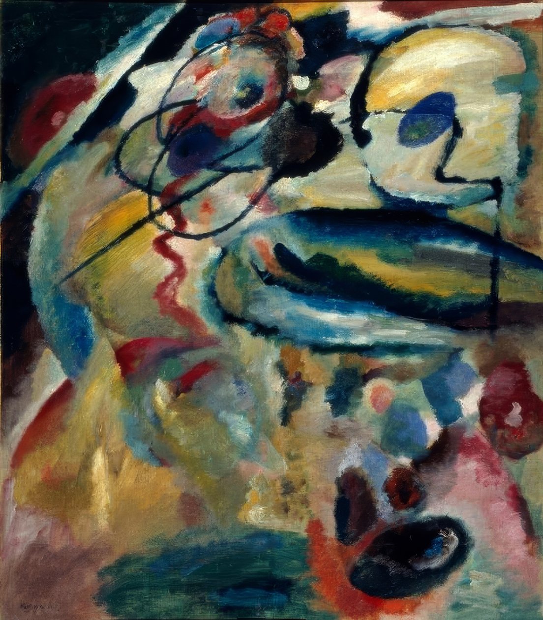 Første ikke-objektive bilde med en sirkel av Wassily Kandinsky