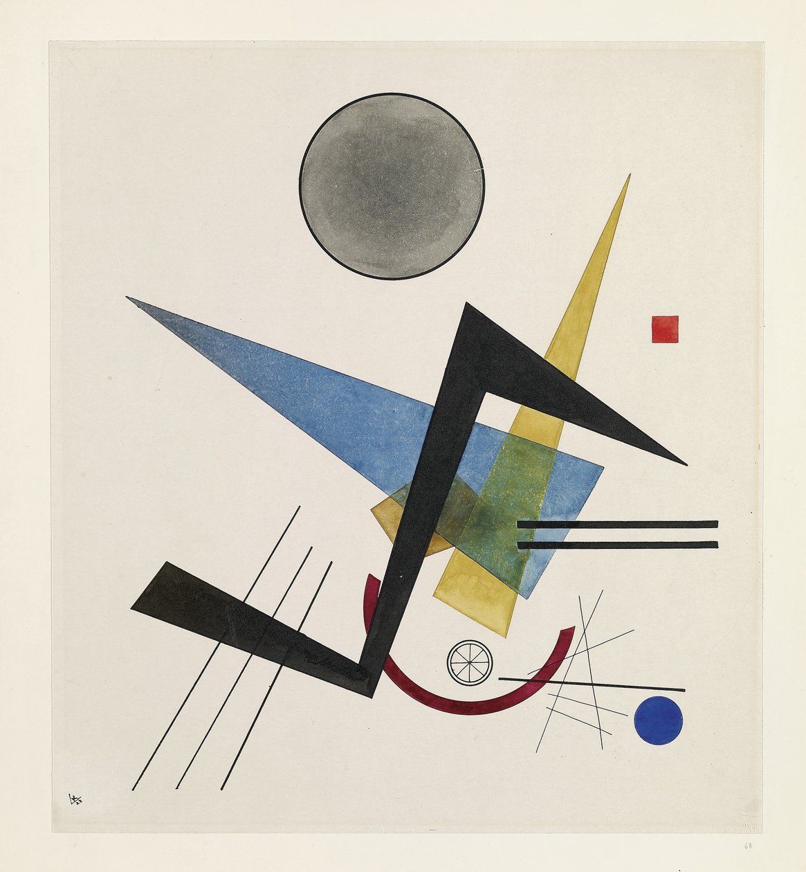 Grey Circle, 1923 (wc og blekk på vevd papir) av Wassily Kandinsky