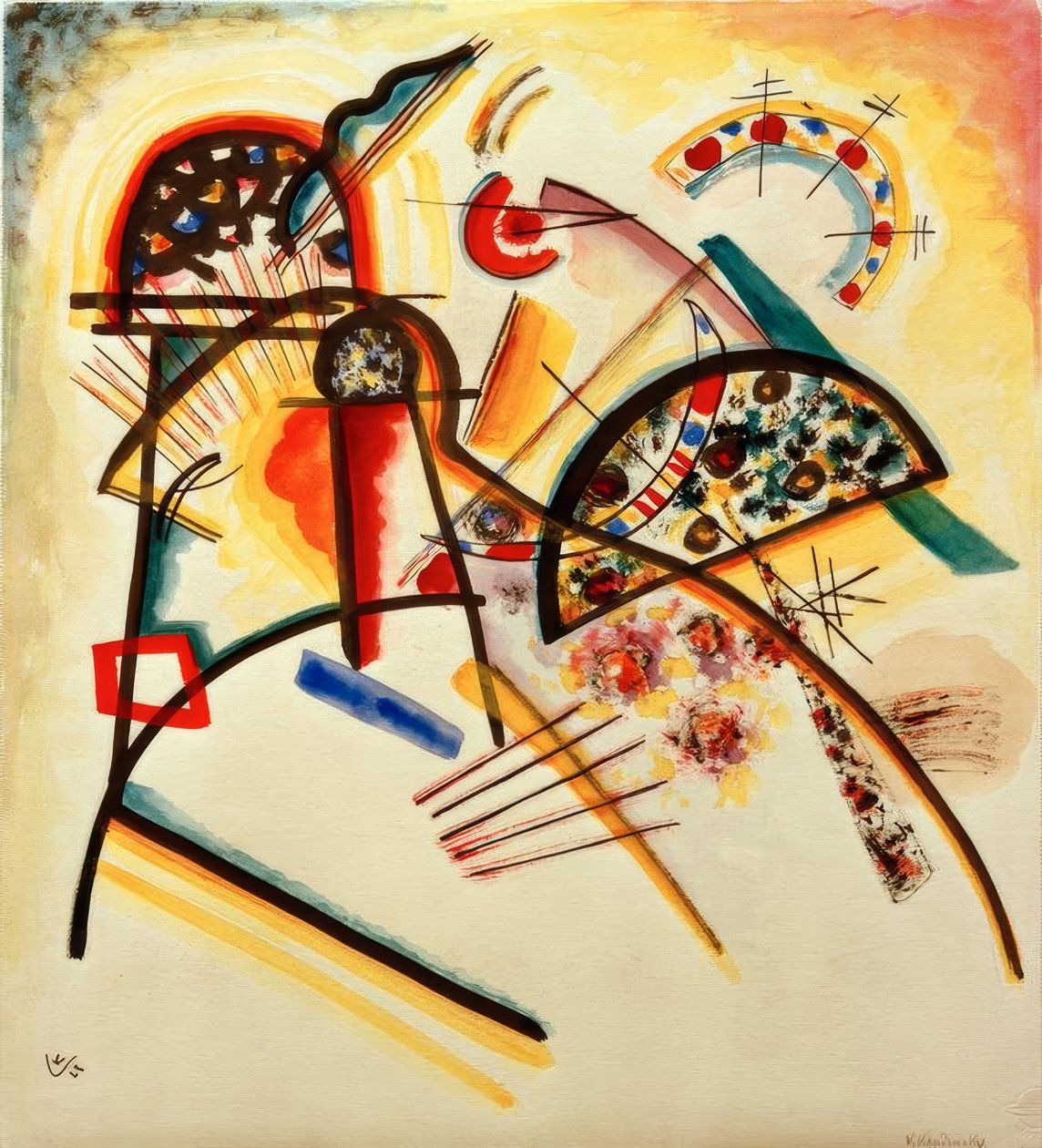 Sammensetning (overveiende rød, gul, svart) av Wassily Kandinsky