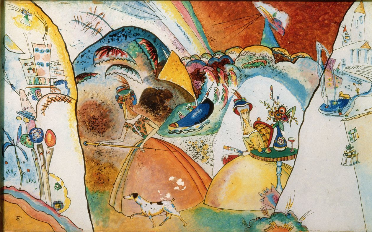 Damer i et landskap, 1918 av Wassily Kandinsky